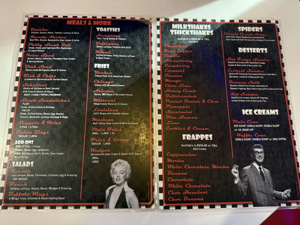 Menu, Barossa 50s Diner