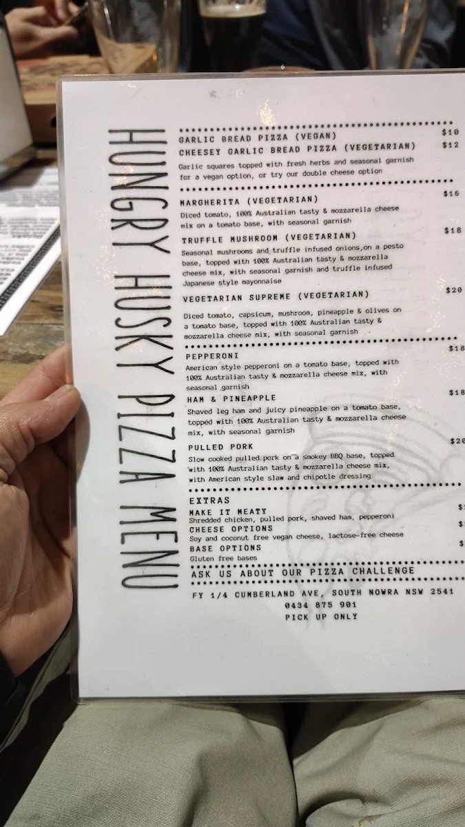 Menu, Husky Brewing