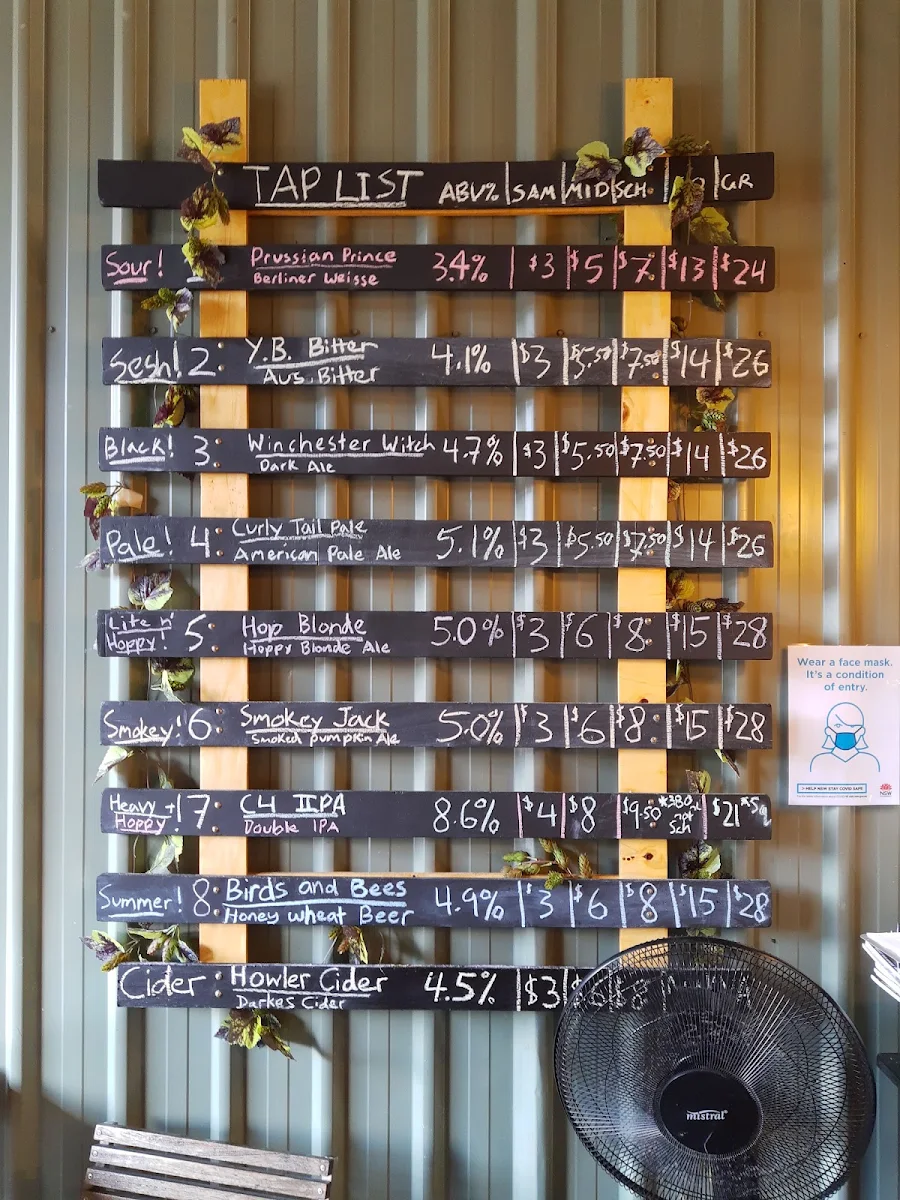 Menu, Husky Brewing