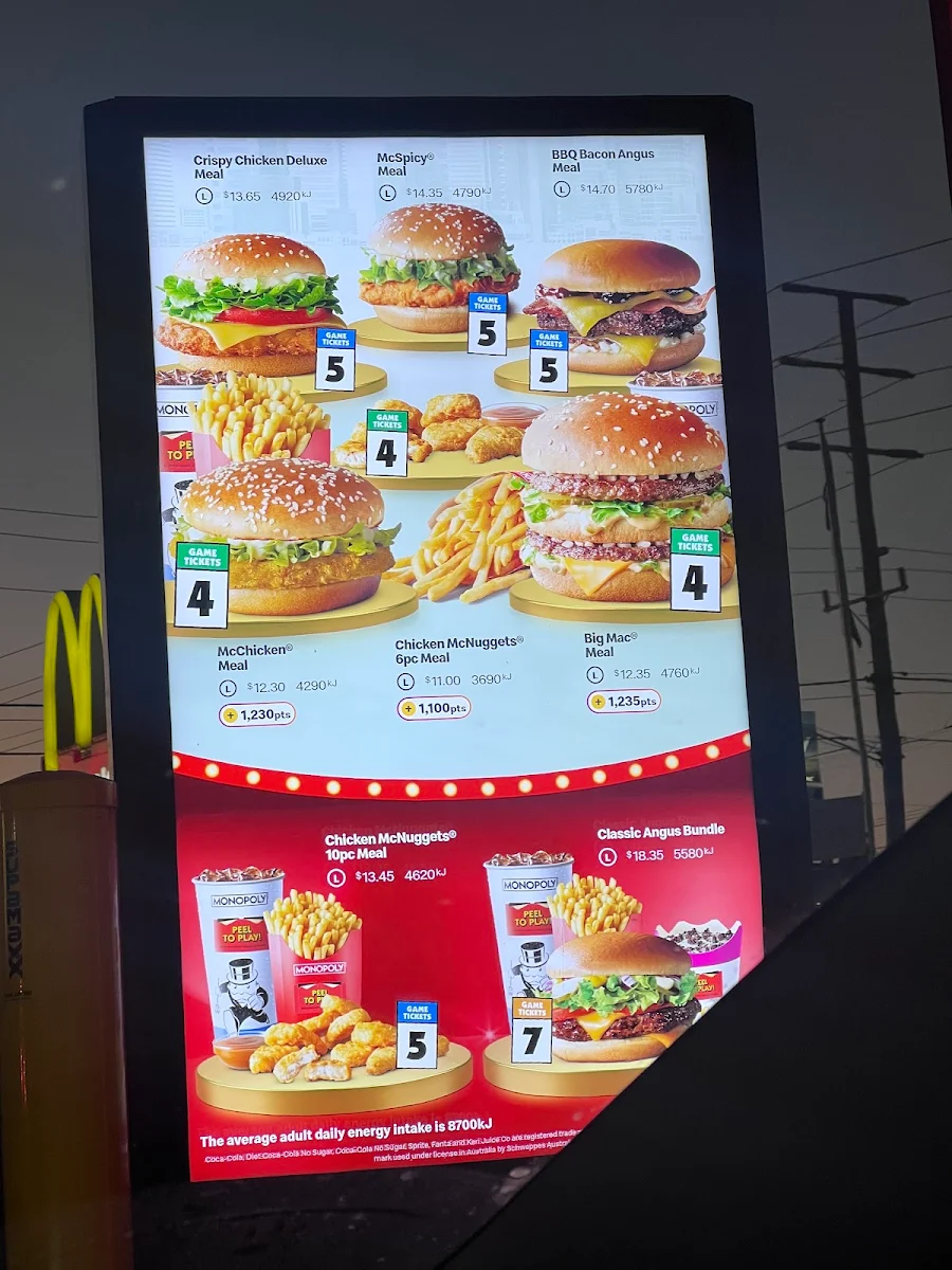 Menu, McDonald's Ormond