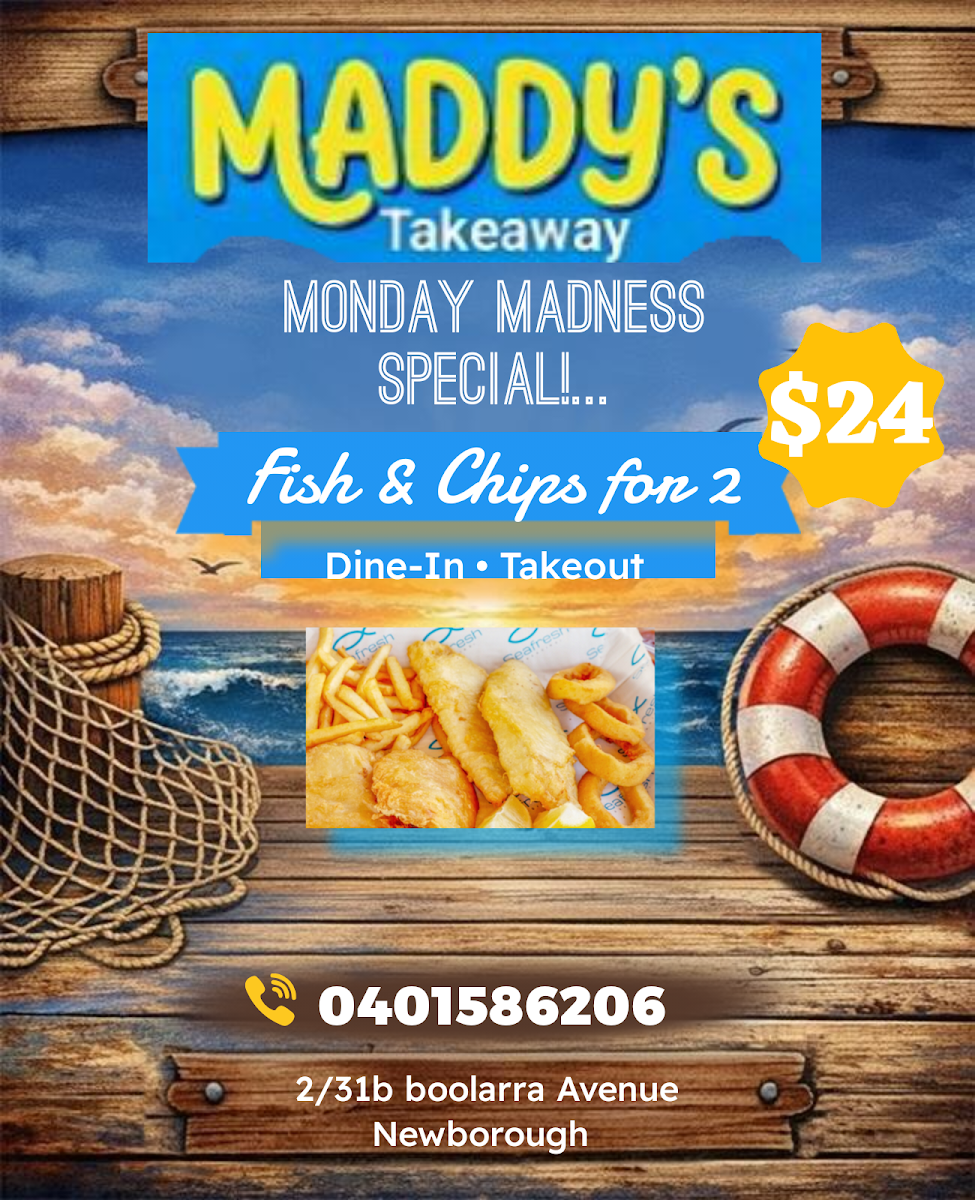 Menu, Maddy’s Takeaway