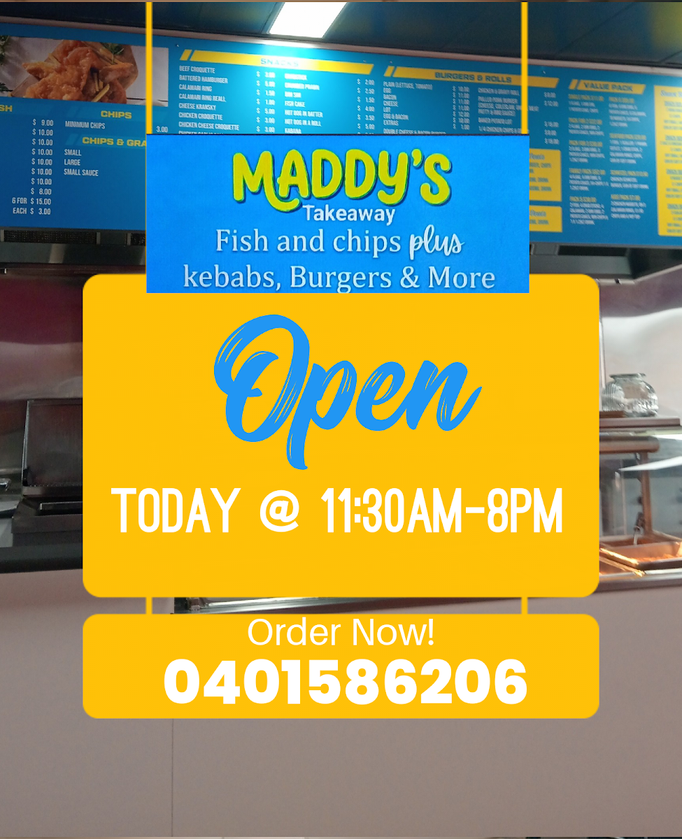 Menu, Maddy’s Takeaway