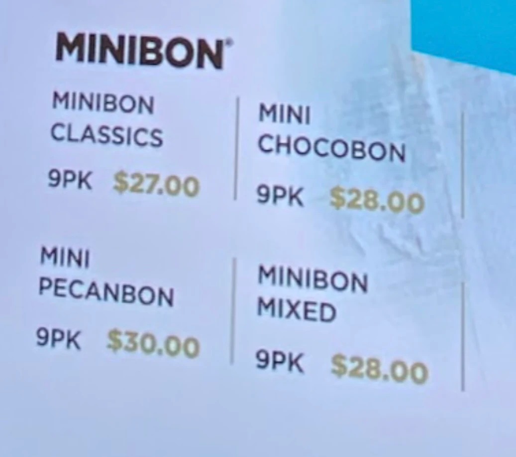 Menu, Cinnabon Westfield Southland