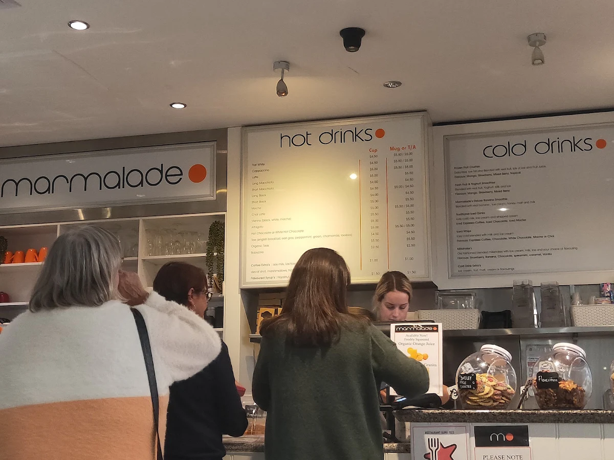 Menu, Marmalade Cafe