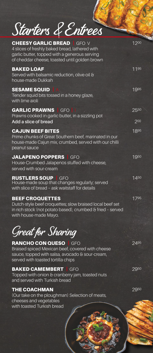 Menu, Rustlers Steakhouse & Grill