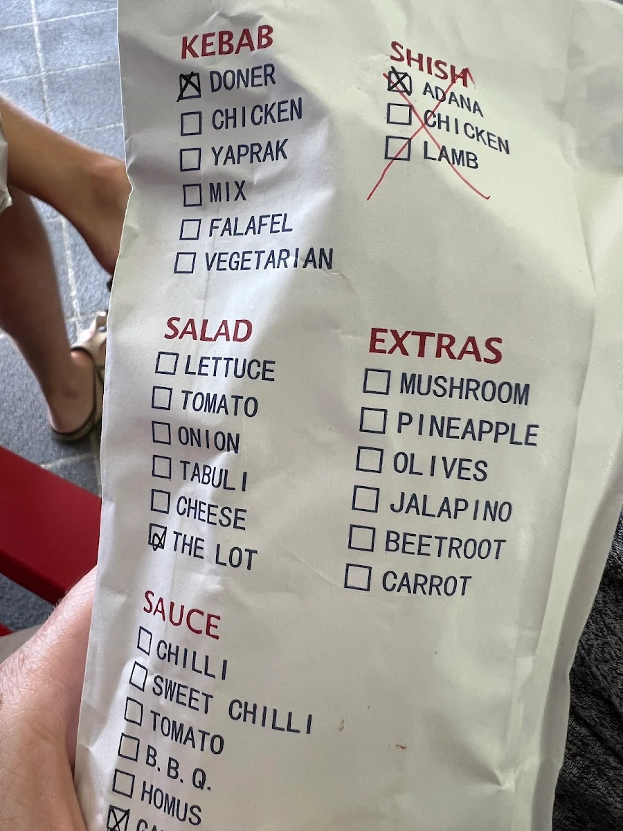 Menu, Damala Kabab