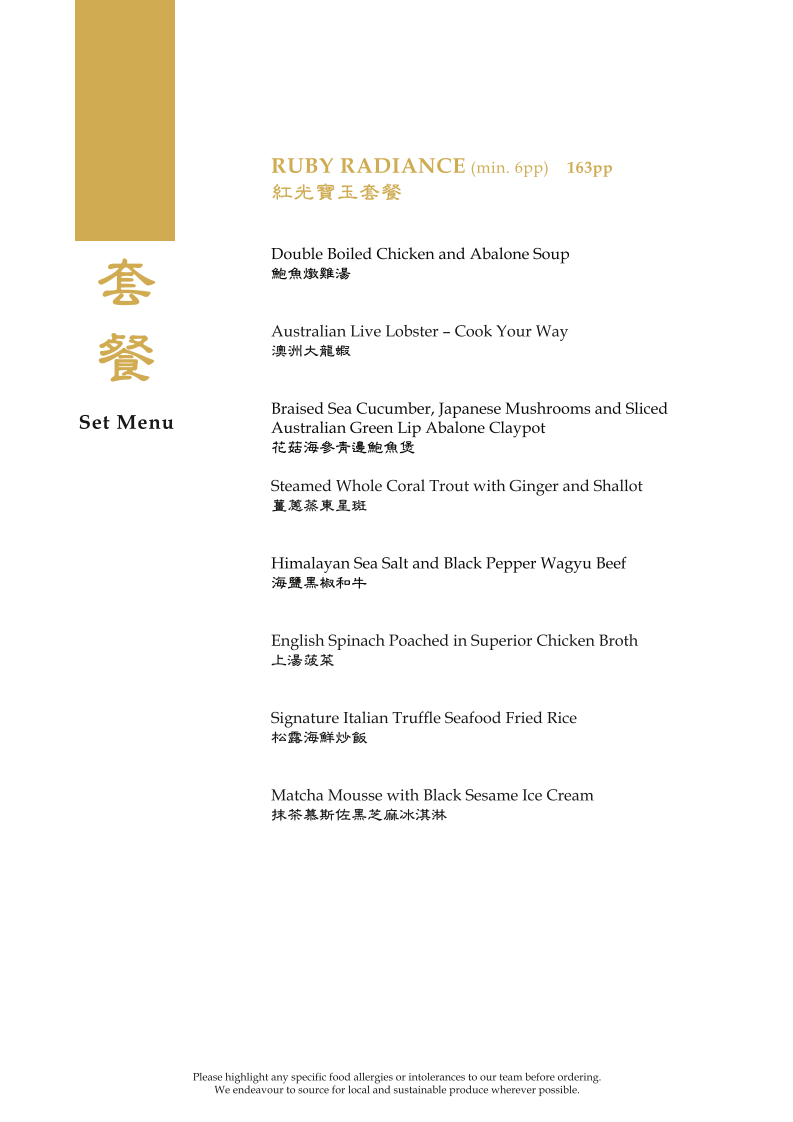 Menu, Grand Orient Restaurant