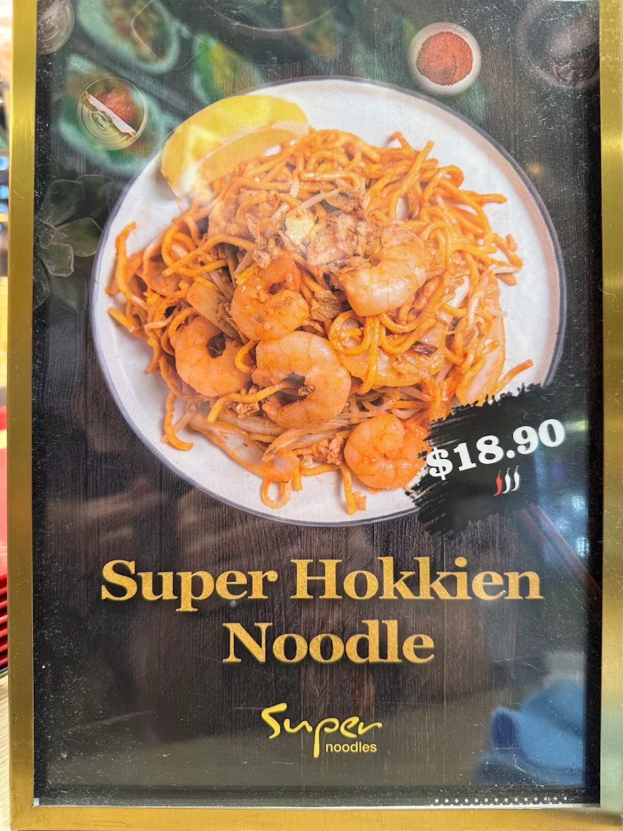 Menu, Super Noodles Burwood