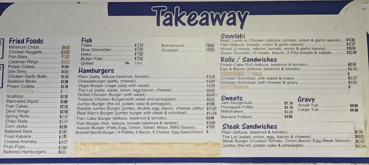 Menu, Branditt Avenue Take-Away