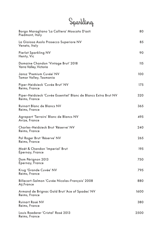 Menu, Marmont