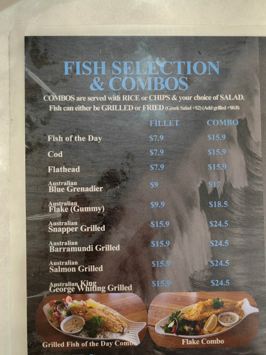 Menu, Highpoint Jeremy's Ocean Boat Fish n' Chips