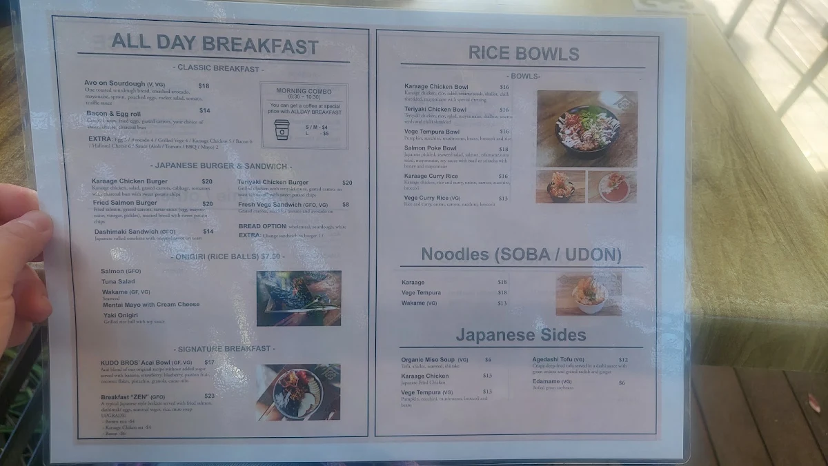Menu, Kudo Bros Espresso Bar & Kitchen