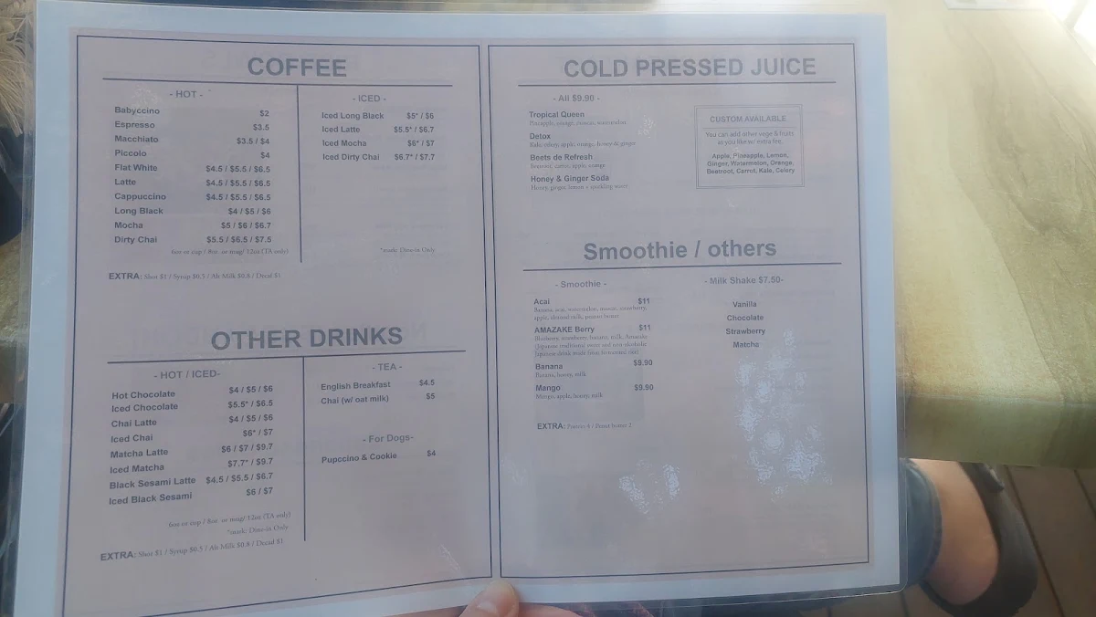 Menu, Kudo Bros Espresso Bar & Kitchen