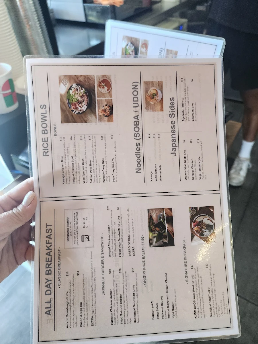 Menu, Kudo Bros Espresso Bar & Kitchen