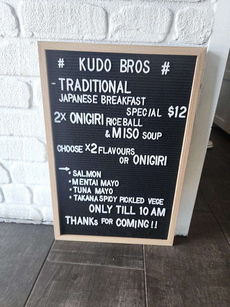 Menu, Kudo Bros Espresso Bar & Kitchen