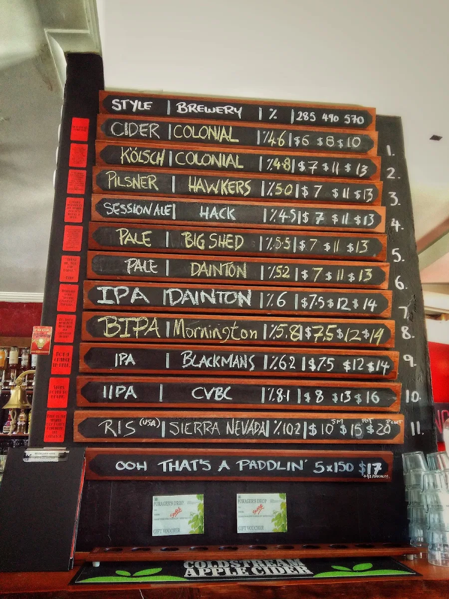 Menu, The Foragers Drop