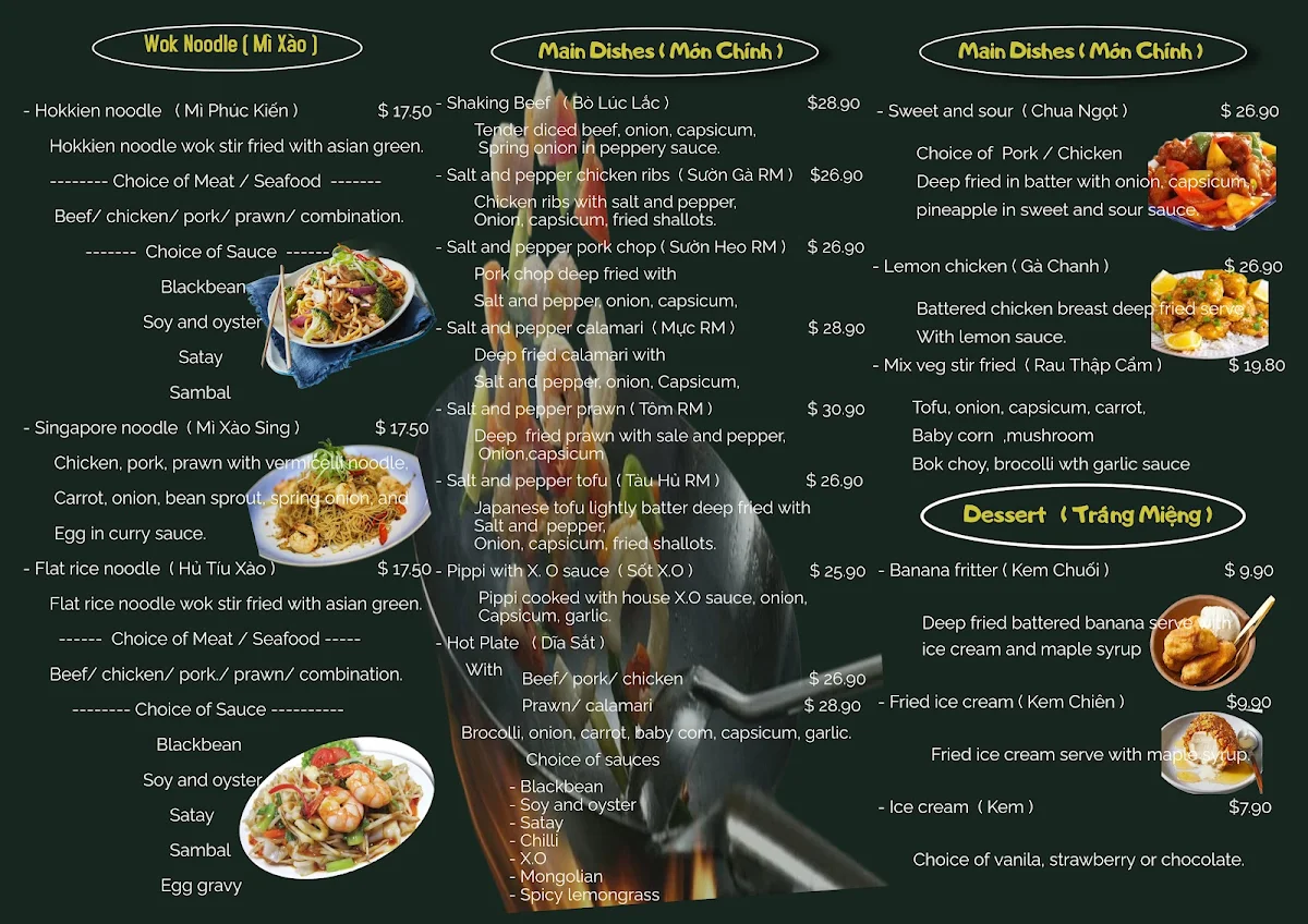 Menu, Saigon Cuisine Oakleigh Restaurant