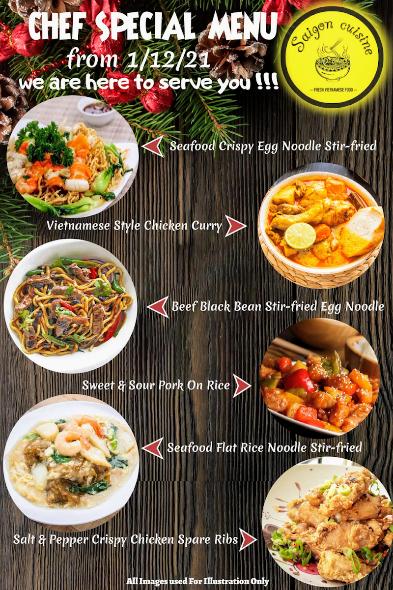 Menu, Saigon Cuisine Oakleigh Restaurant