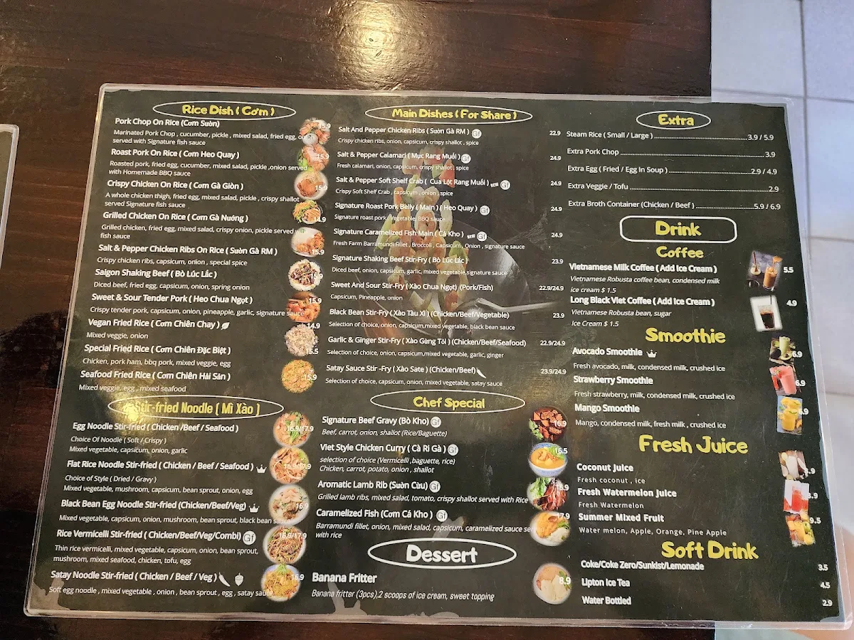 Menu, Saigon Cuisine Oakleigh Restaurant