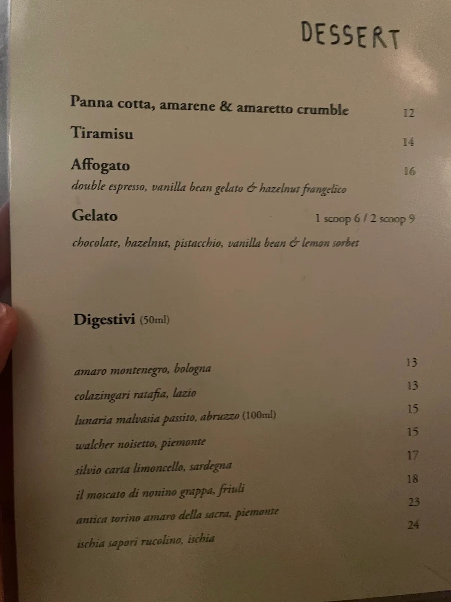 Menu, IL BARETTO - Paddington