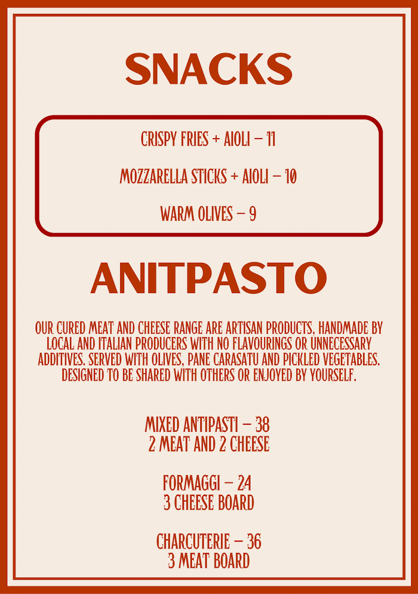 Menu, Bar Toto - Trattoria and Bar