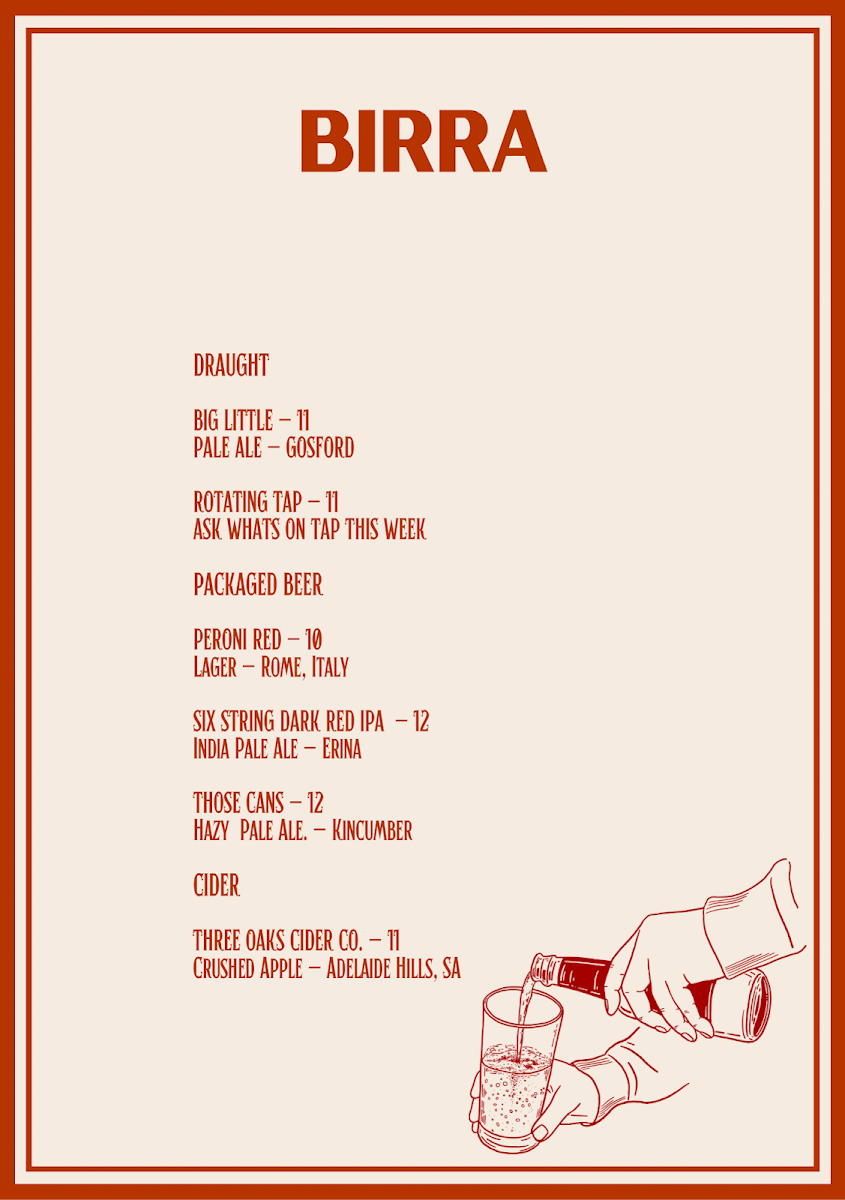 Menu, Bar Toto - Trattoria and Bar