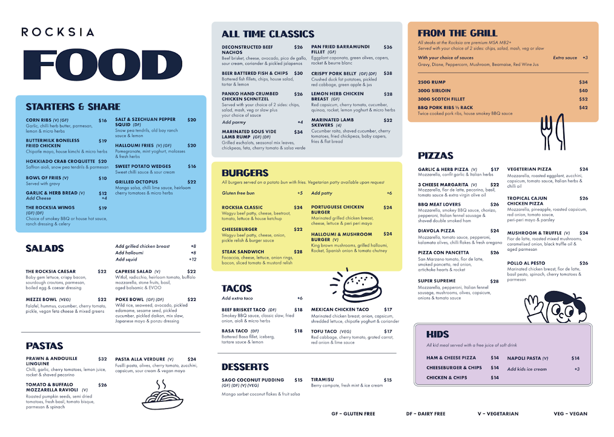 Menu, Rocksia Hotel