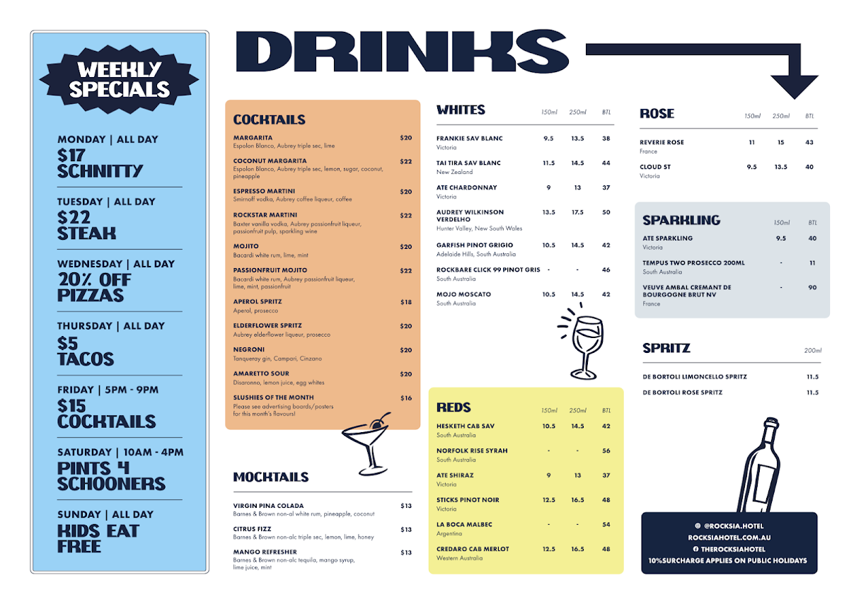 Menu, Rocksia Hotel