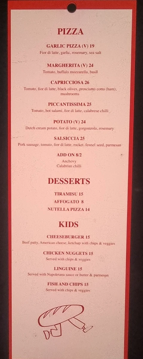 Menu, Bangor Tavern