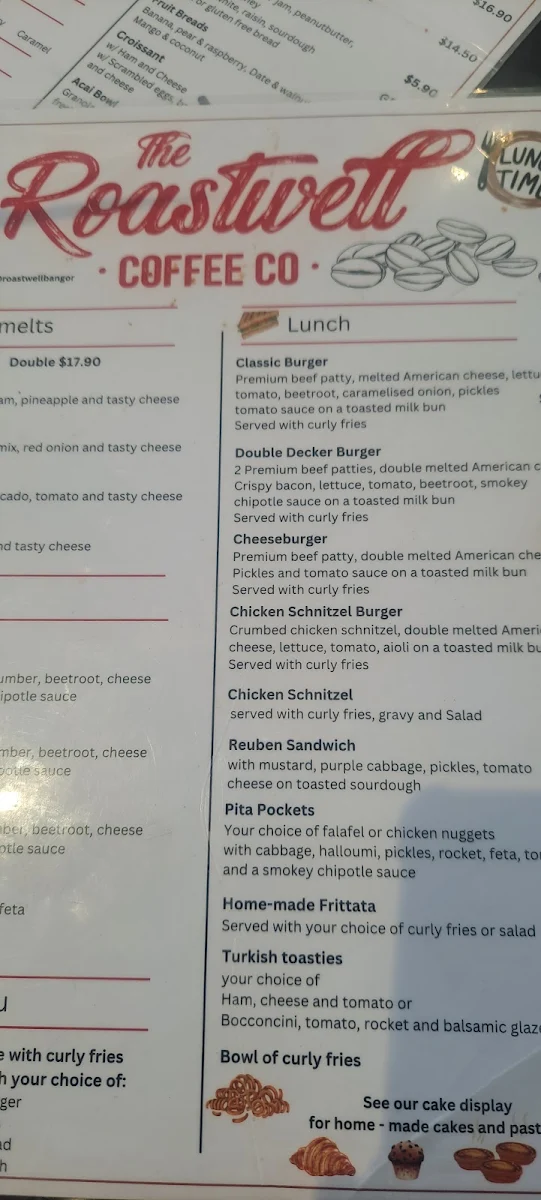 Menu, Bangor Tavern