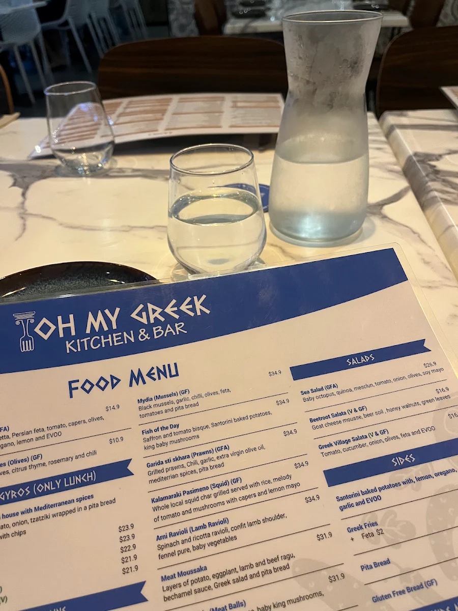 Menu, Oh My Greek Kitchen & Bar