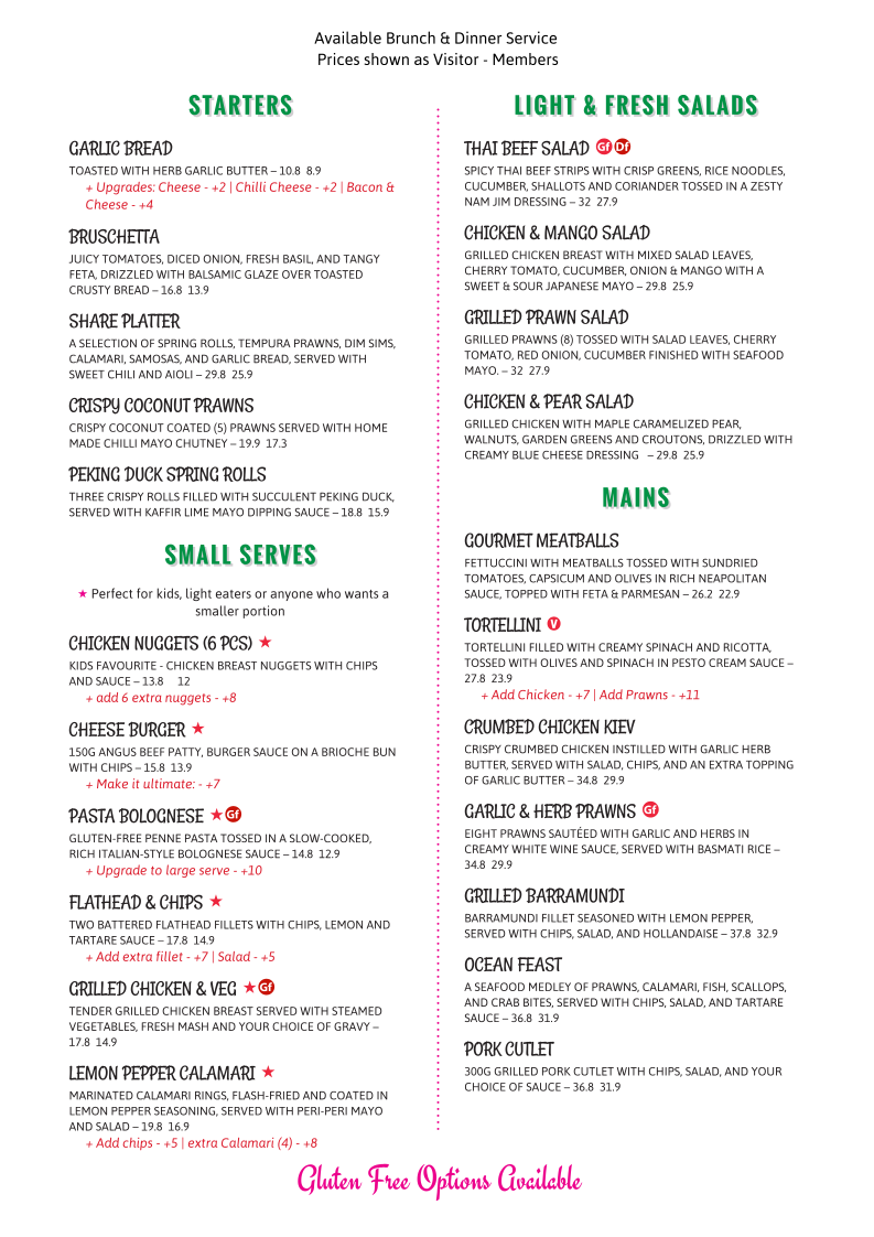 Menu, Middle Green