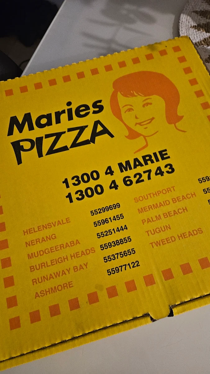 Menu, Maries Pizza Mermaid Beach