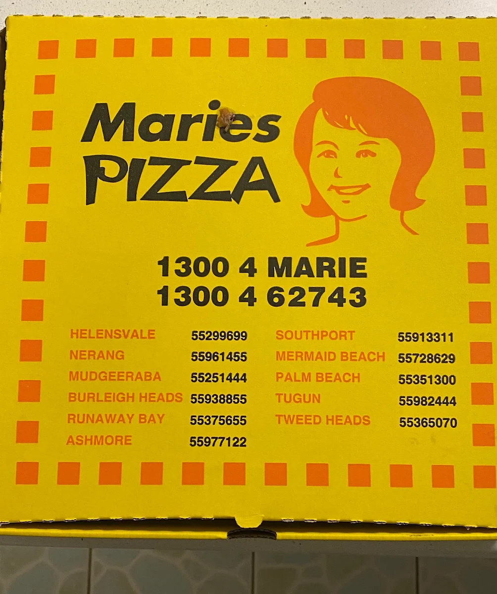 Menu, Maries Pizza Mermaid Beach