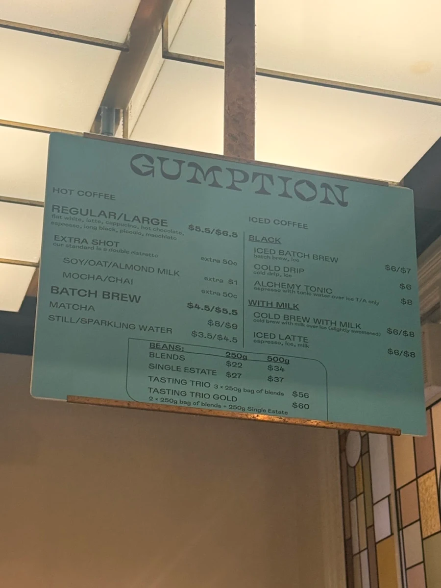 Menu, Gumption by Coffee Alchemy