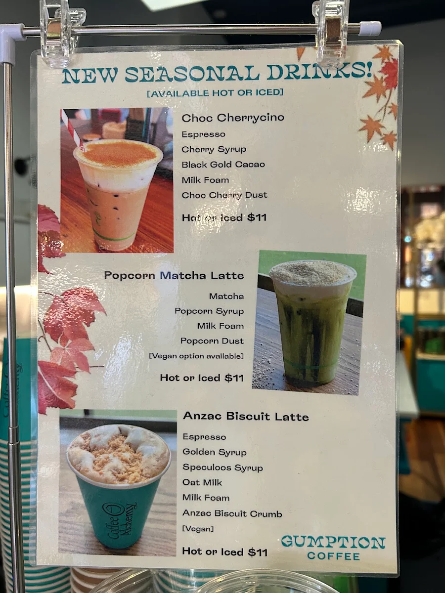 Menu, Gumption by Coffee Alchemy