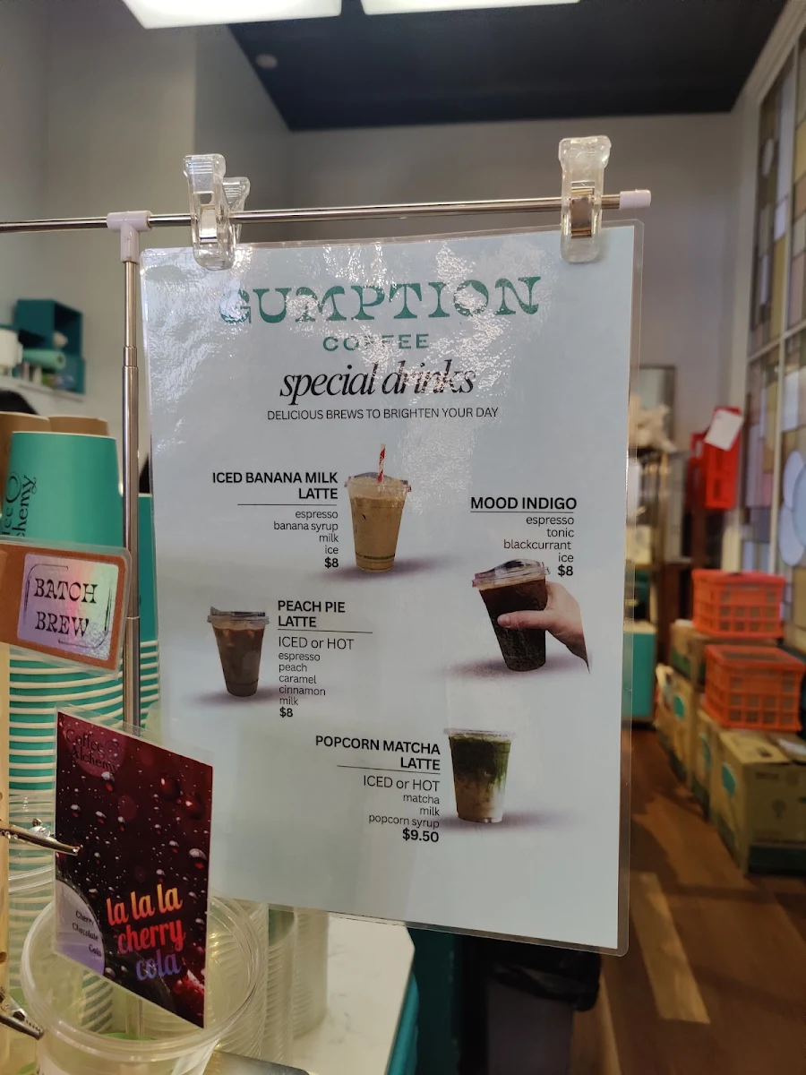 Menu, Gumption by Coffee Alchemy