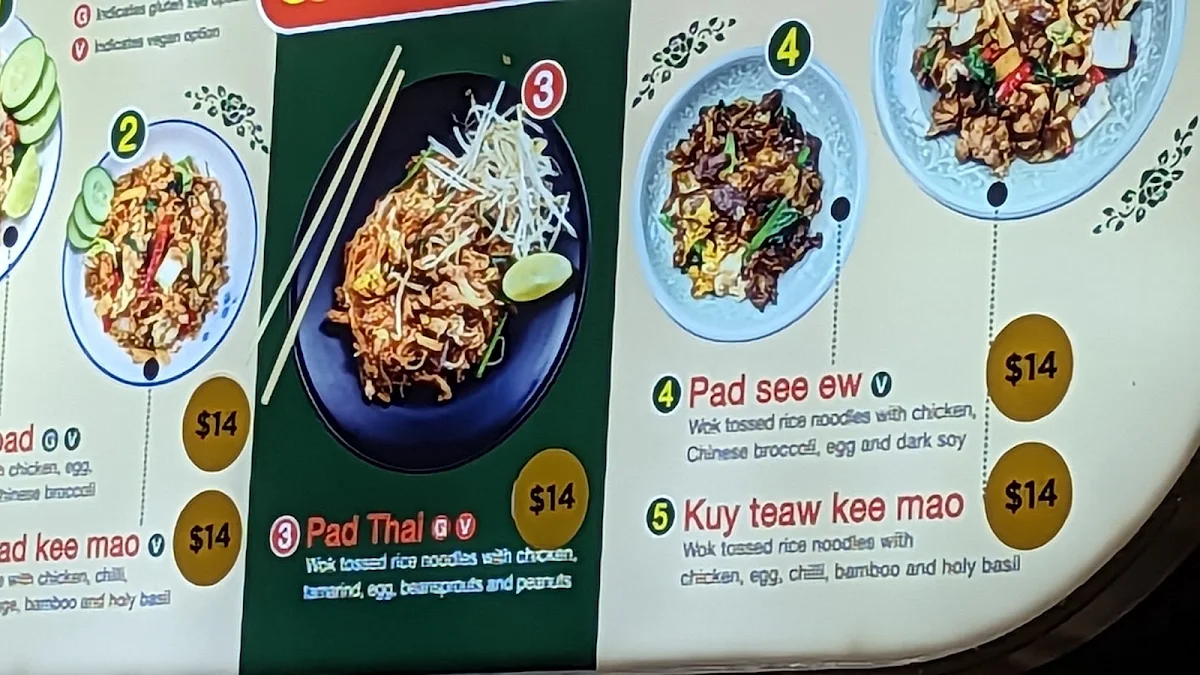 Menu, Jorjarn Thai Food