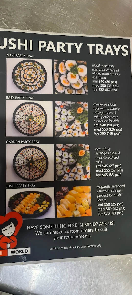 Menu, Sushi World - Macquarie Shopping Centre