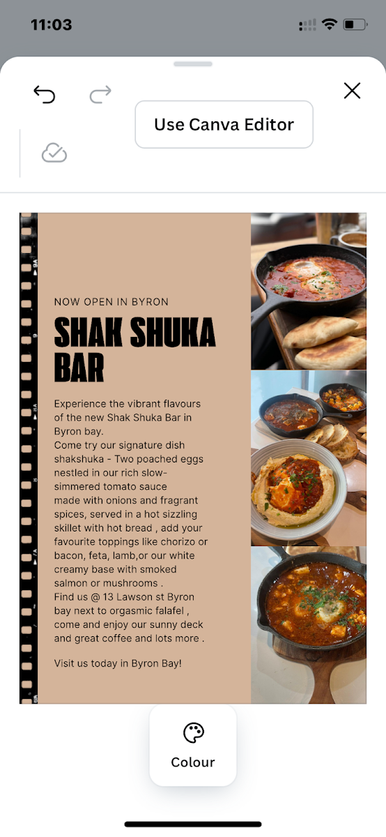 Menu, Shakshuka bar