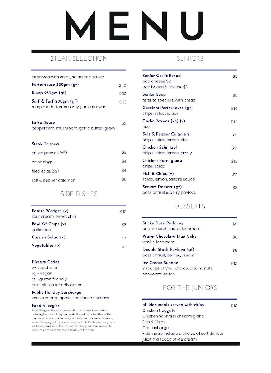 Menu, First & Last Hotel
