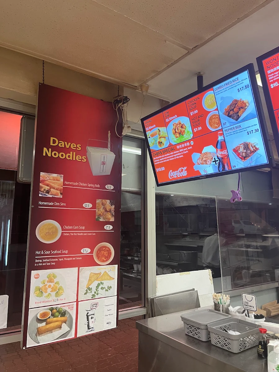 Menu, Dave's Noodles Burnie