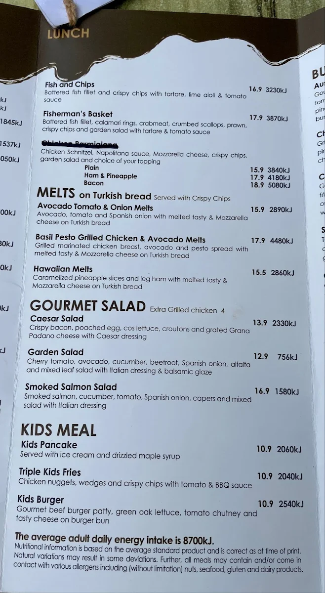 Menu, Caffe Cherry Beans