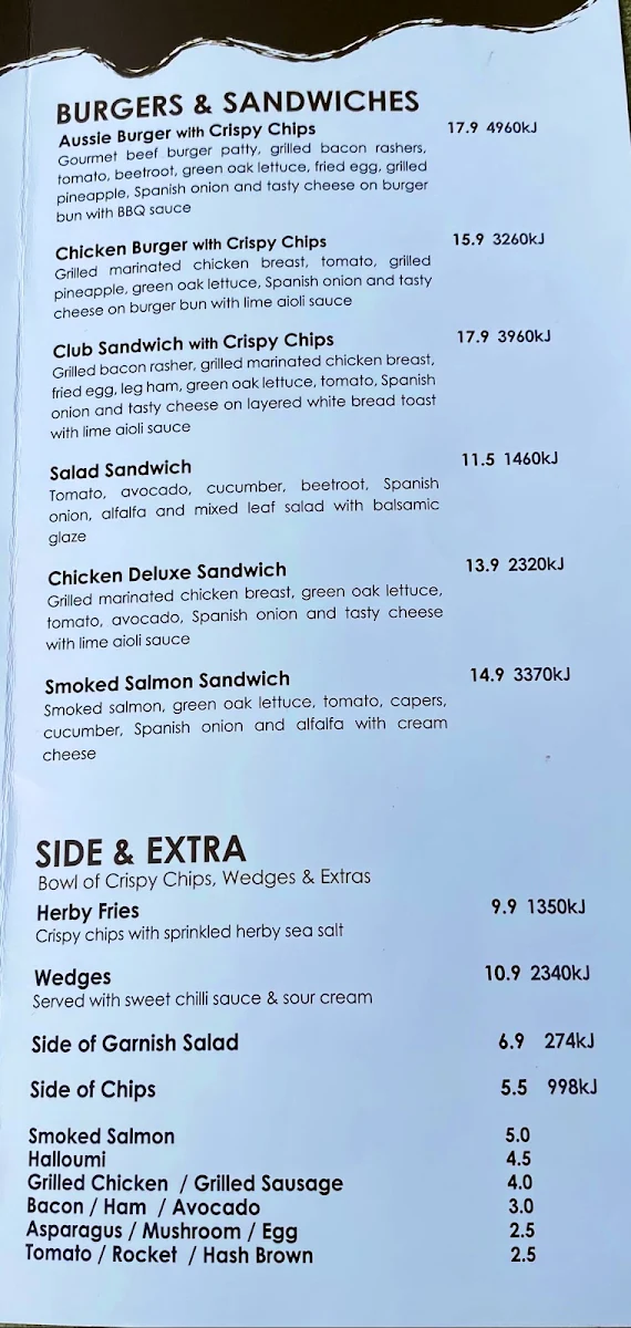 Menu, Caffe Cherry Beans