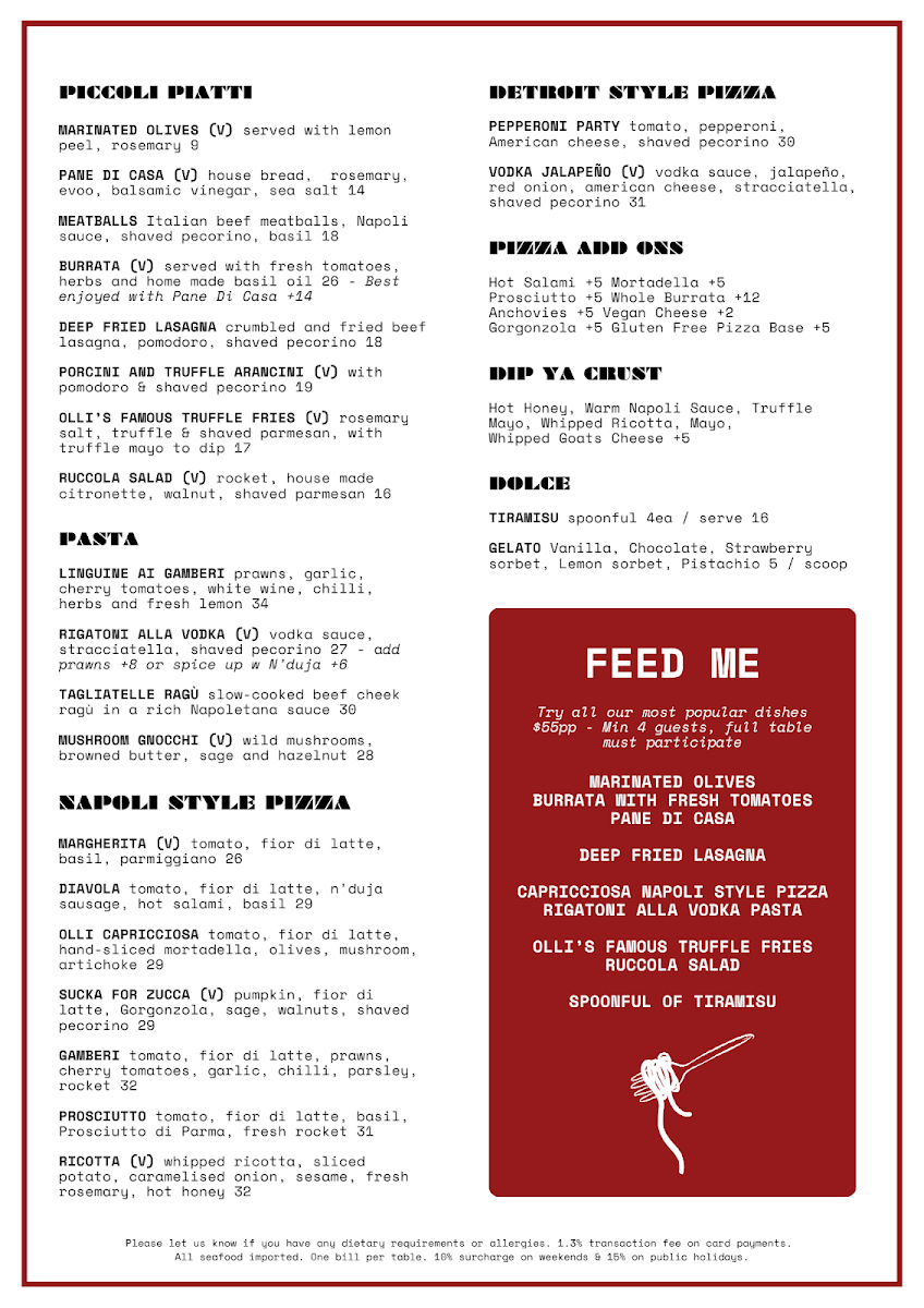 Menu, OLLI ITALIANO