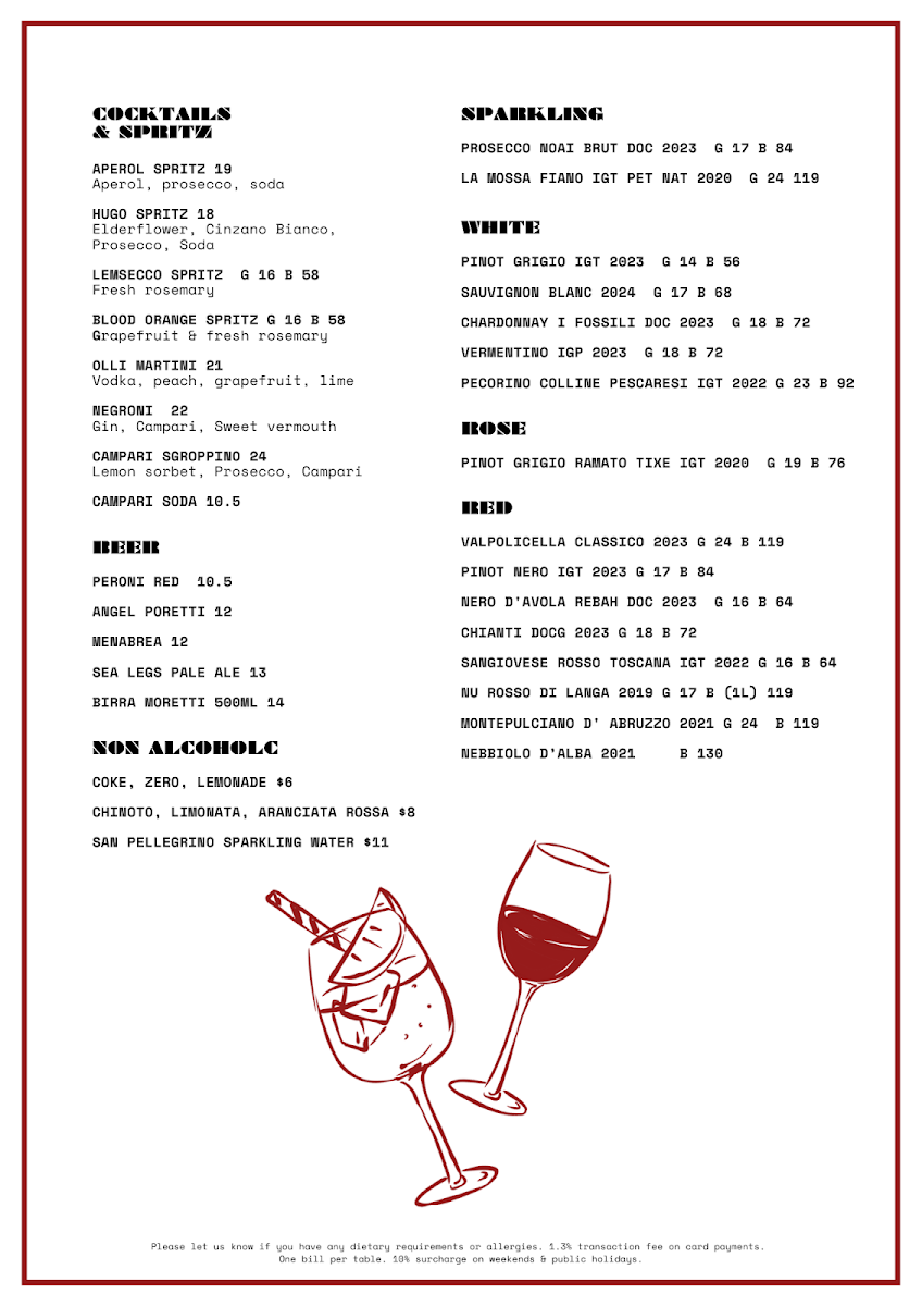 Menu, OLLI ITALIANO