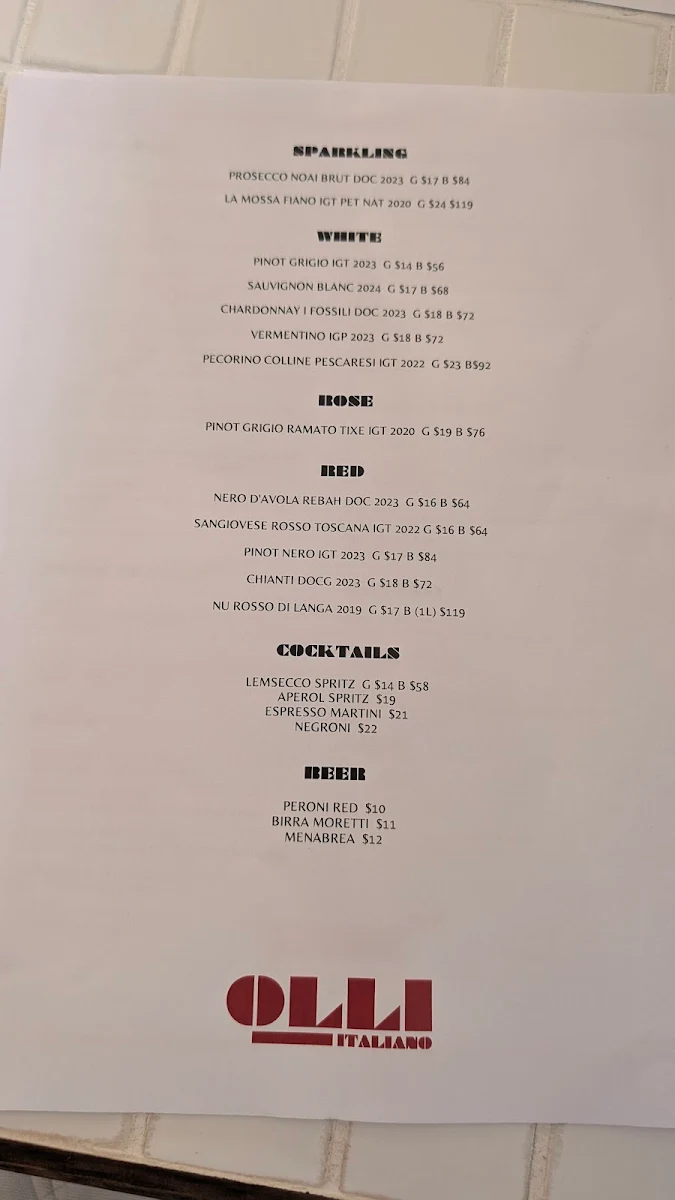 Menu, OLLI ITALIANO