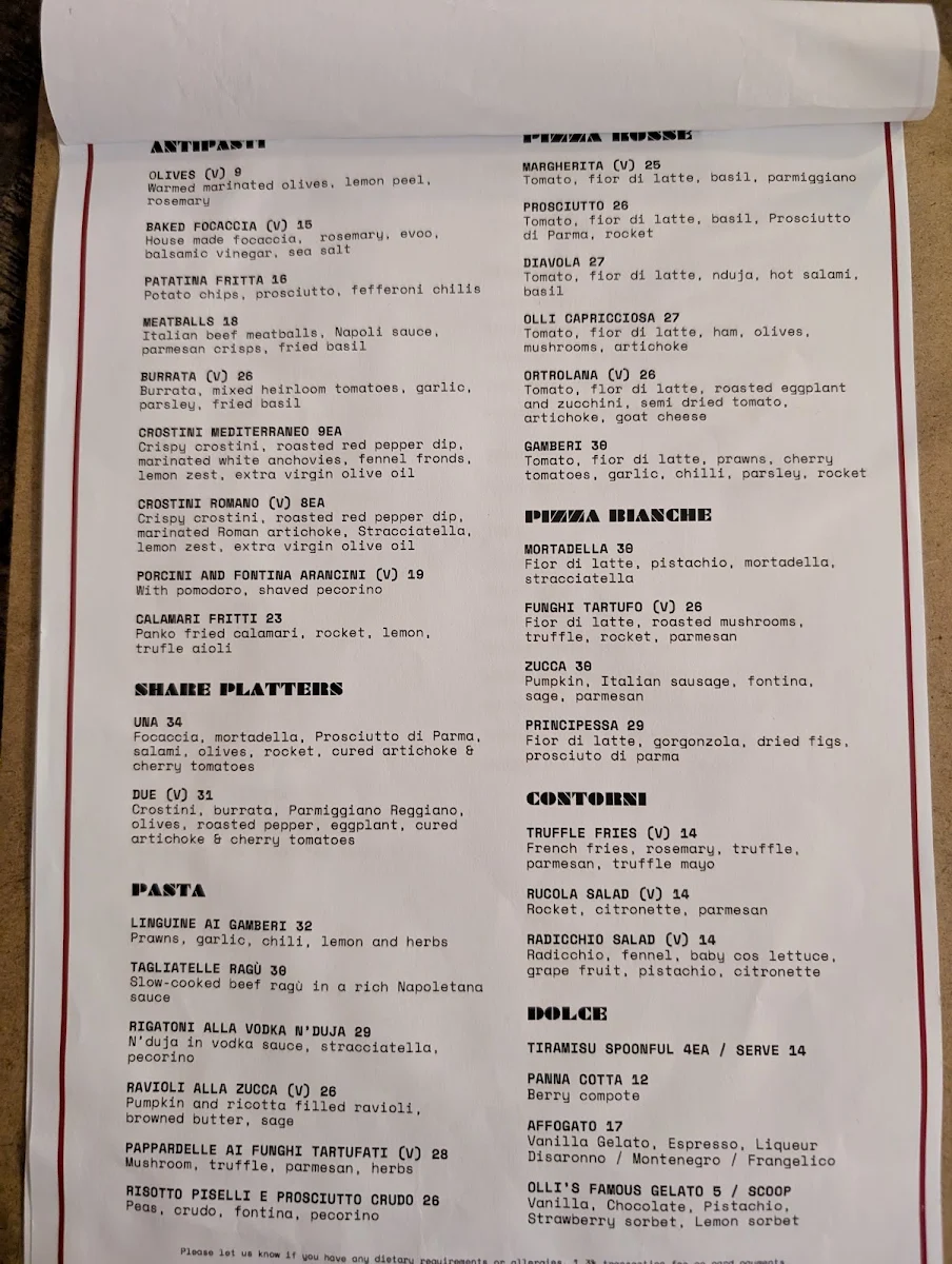 Menu, OLLI ITALIANO