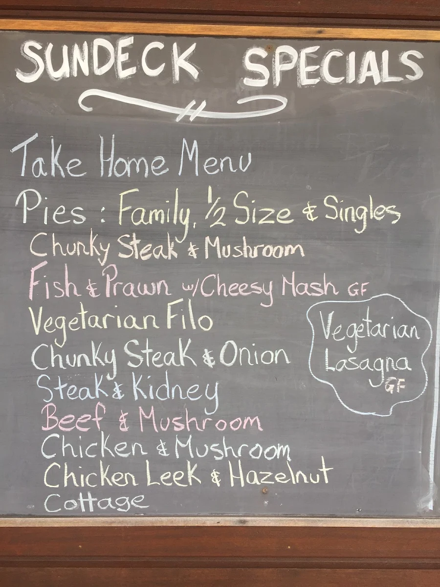Menu, The Sundeck at Bermagui