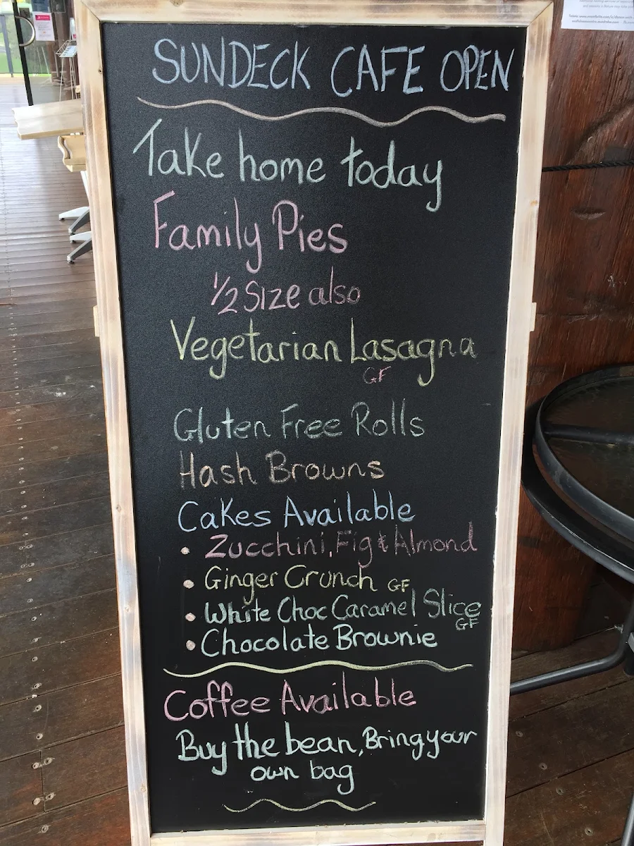 Menu, The Sundeck at Bermagui